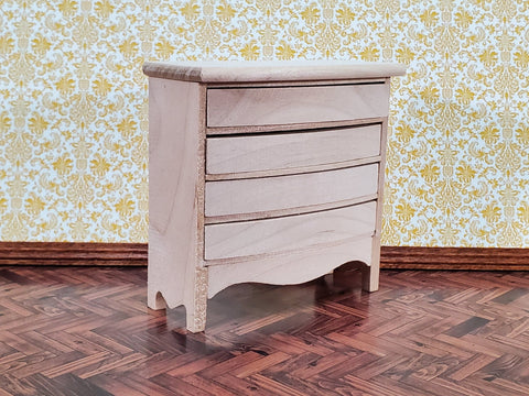 Dollhouse Dresser 4 Drawer Unpainted Wood 1:12 Scale Miniature Furniture - Miniature Crush