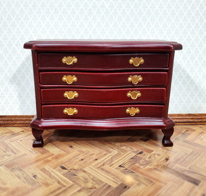 Dollhouse Dresser 4 Drawer Wood Deep Mahogany Finish 1:12 Scale Miniature Furniture - Miniature Crush