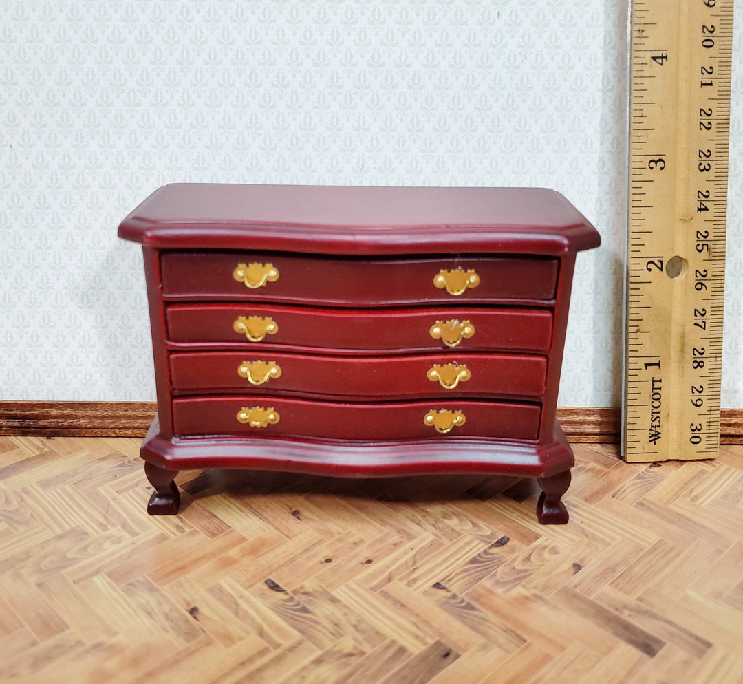 Dollhouse Dresser 4 Drawer Wood Deep Mahogany Finish 1:12 Scale Miniature Furniture - Miniature Crush