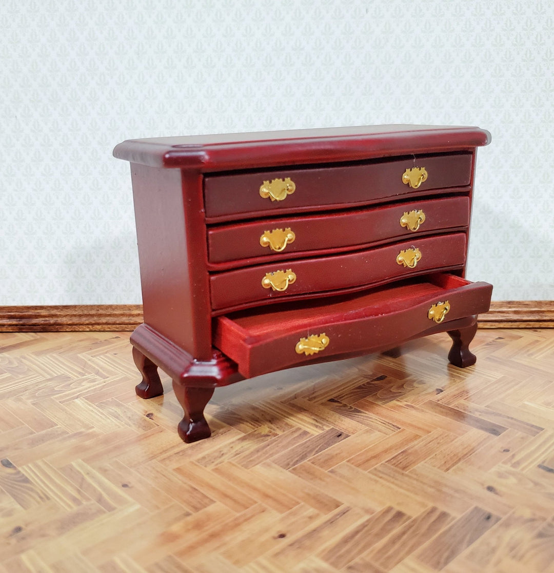 Dollhouse Dresser 4 Drawer Wood Deep Mahogany Finish 1:12 Scale Miniature Furniture - Miniature Crush