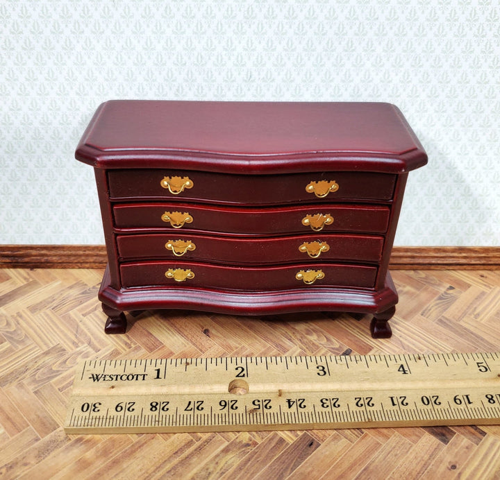 Dollhouse Dresser 4 Drawer Wood Deep Mahogany Finish 1:12 Scale Miniature Furniture - Miniature Crush