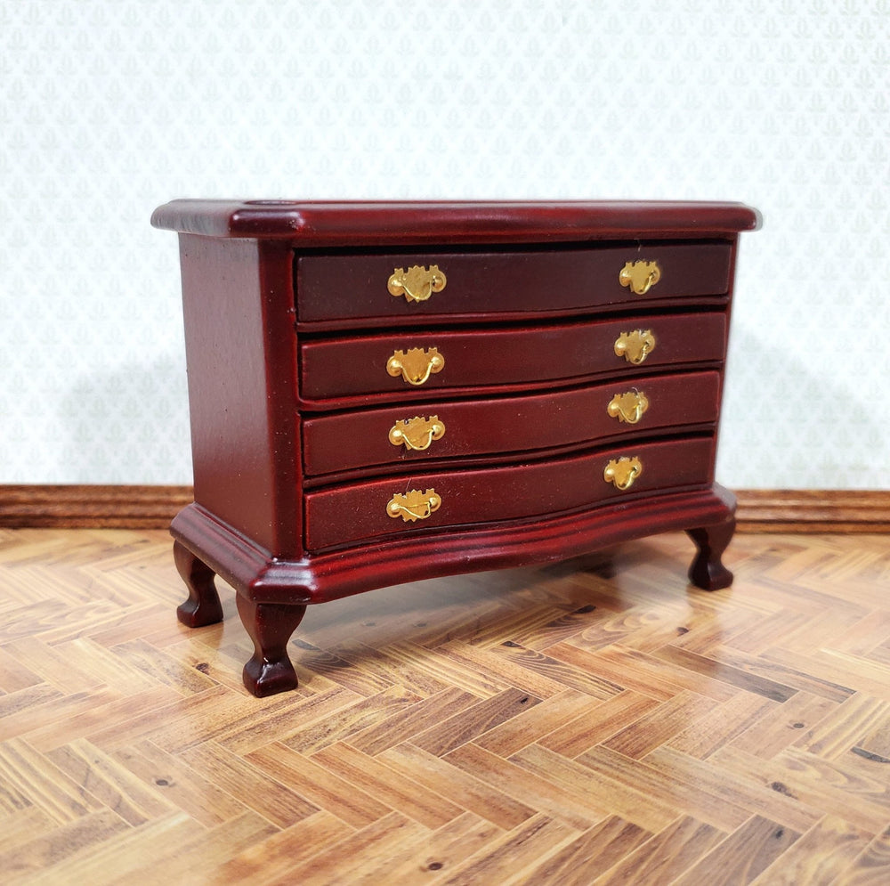 Dollhouse Dresser 4 Drawer Wood Deep Mahogany Finish 1:12 Scale Miniature Furniture - Miniature Crush