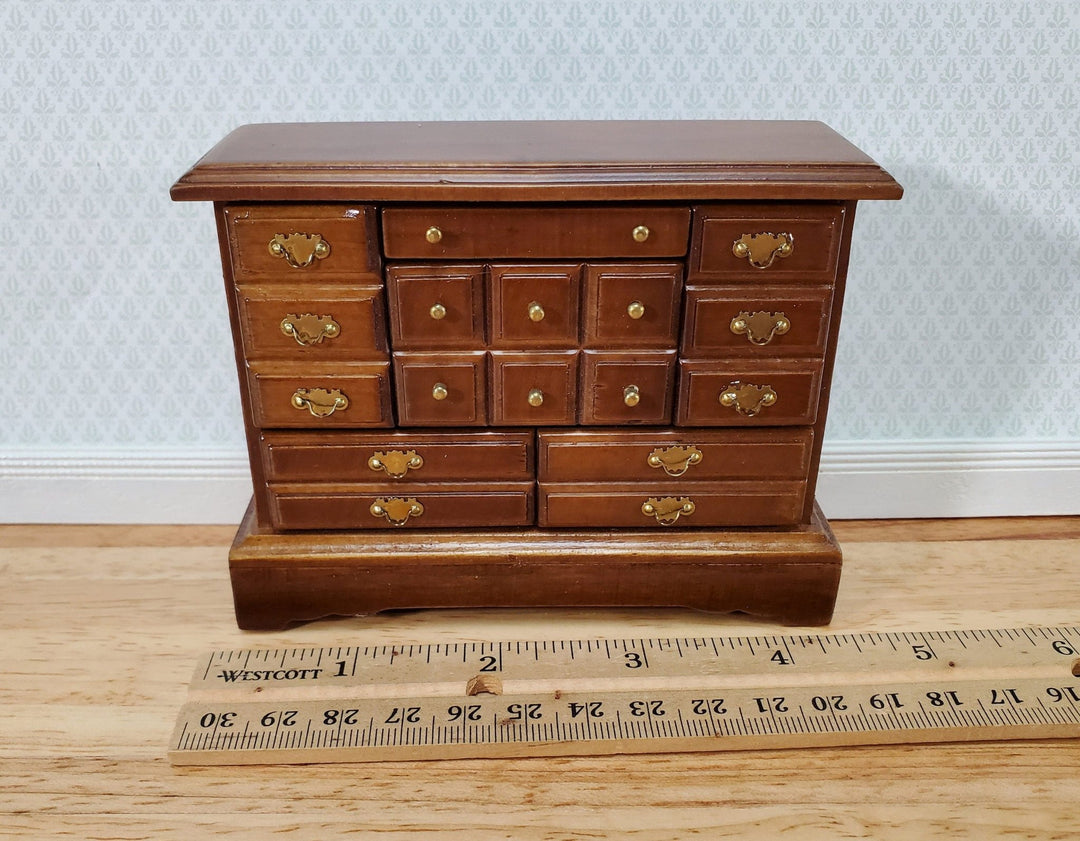 Dollhouse Dresser Chest 6 Opening Drawers 1:12 Scale Miniature Walnut Finish - Miniature Crush