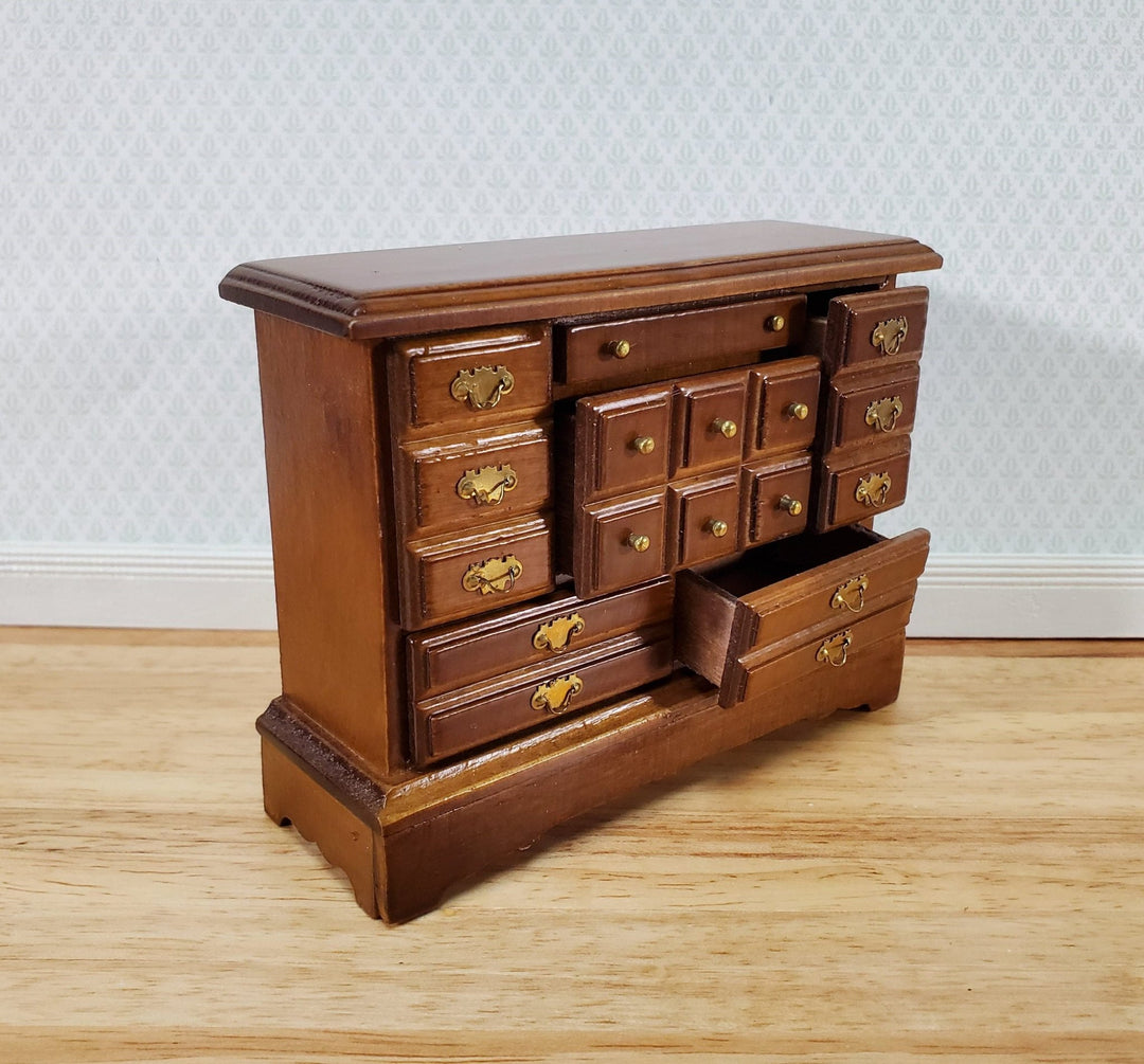 Dollhouse Dresser Chest 6 Opening Drawers 1:12 Scale Miniature Walnut Finish - Miniature Crush