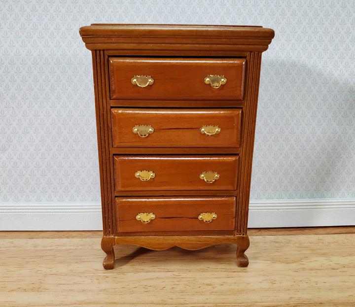 Dollhouse Dresser Chest Tall 4 Drawer 1:12 Scale Miniature Walnut Finish - Miniature Crush