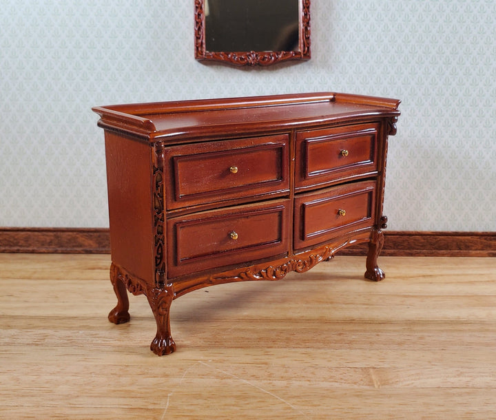 Dollhouse Dresser with Mirror Walnut Finish 1:12 Scale Bedroom Furniture - Miniature Crush