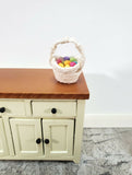 Dollhouse Easter Basket White with 12 Colored Eggs 1:12 Scale Miniature - Miniature Crush