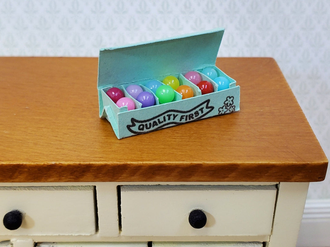 Dollhouse Easter Eggs in Carton with 12 Colorful Eggs 1:12 Scale Miniature Handmade - Miniature Crush