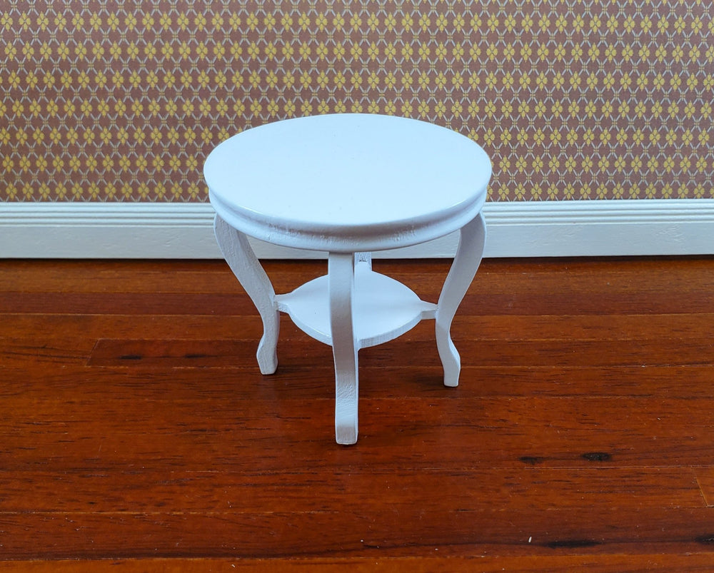 Dollhouse End or Side Table Small Round WHITE 1:12 Scale Miniature Furniture - Miniature Crush