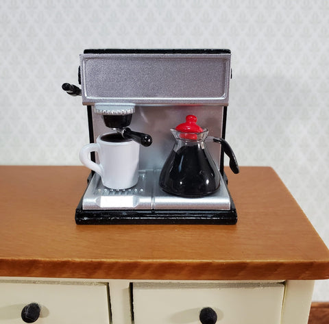 Dollhouse Espresso Coffee Maker Machine Modern with Pot & Mug 1:12 Scale Kitchen Accessories - Miniature Crush