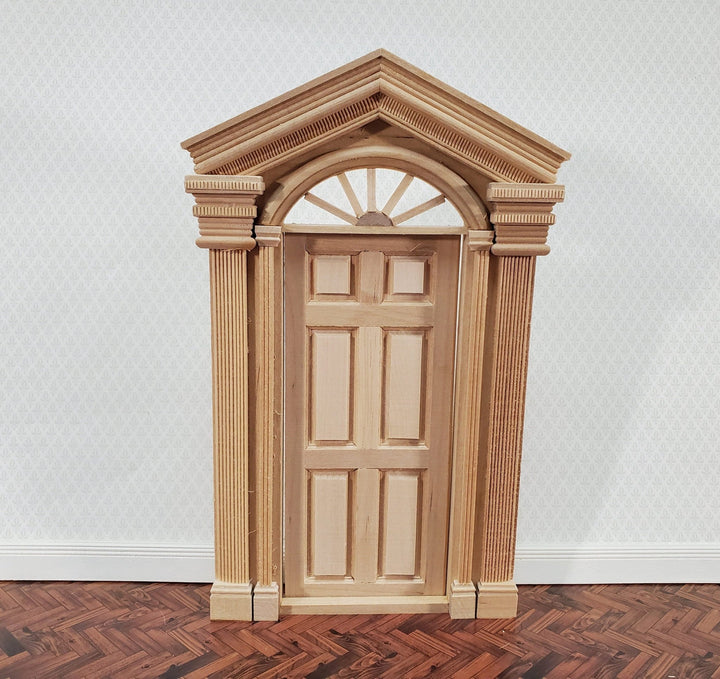 Dollhouse Exterior Door Large Fancy with Columns 1:12 Scale Miniature Fairy Door - Miniature Crush