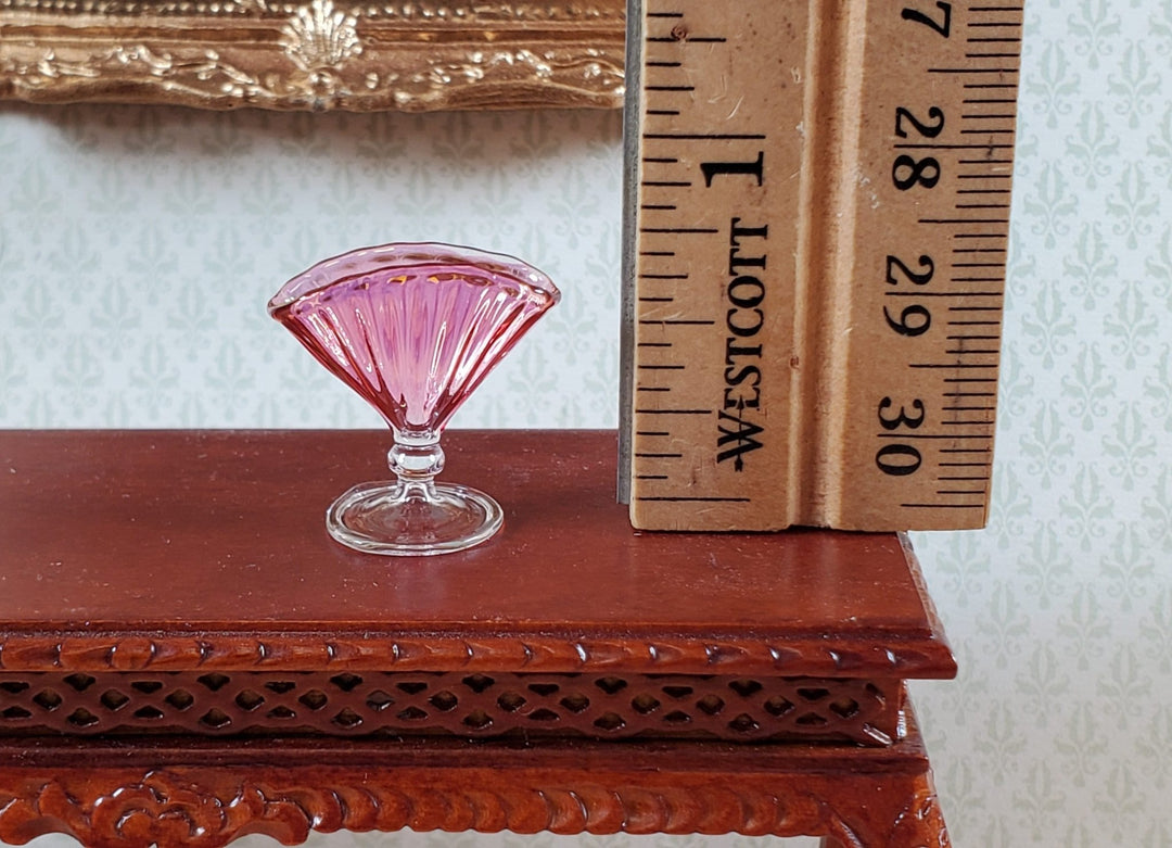 Dollhouse Fan Vase Pink Cranberry Glass 1:12 Scale Miniature by Philip Grenyer - Miniature Crush