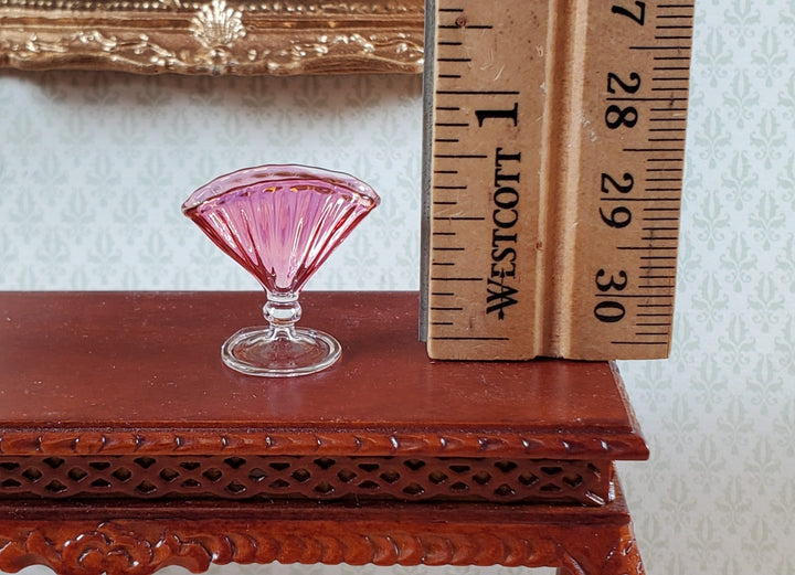 Dollhouse Fan Vase Pink Cranberry Glass 1:12 Scale Miniature by Philip Grenyer - Miniature Crush