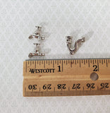 Dollhouse Faucet Taps and Pipe Drain for Kitchen or Bathroom Sink 1:12 Scale Silver Metal S1121 - Miniature Crush