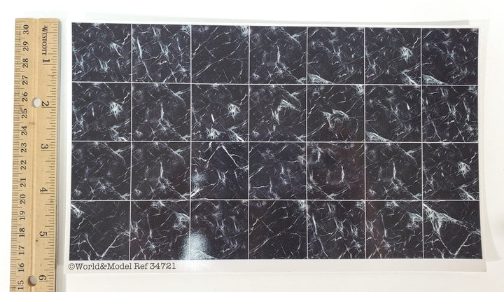 Dollhouse Faux Black Marble Tile Floor Card 1:12 Scale Miniature World Model - Miniature Crush