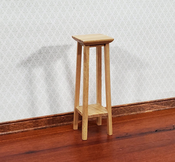 Dollhouse Fern or Plant Stand Tall Wood Light Oak Finish 1:12 Scale Miniature Furniture - Miniature Crush