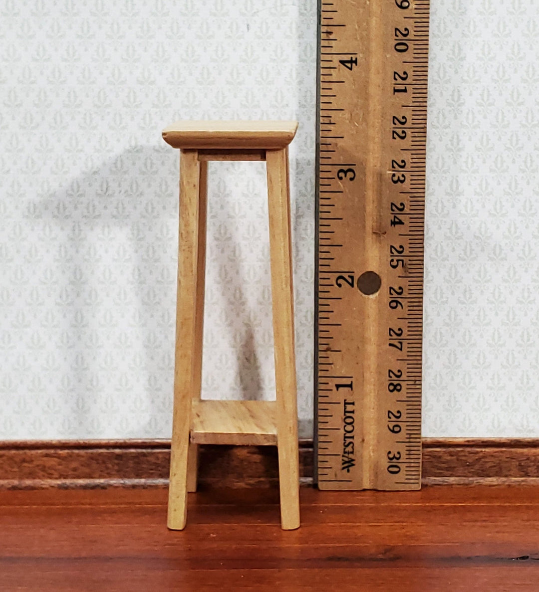 Dollhouse Fern or Plant Stand Tall Wood Light Oak Finish 1:12 Scale Miniature Furniture - Miniature Crush