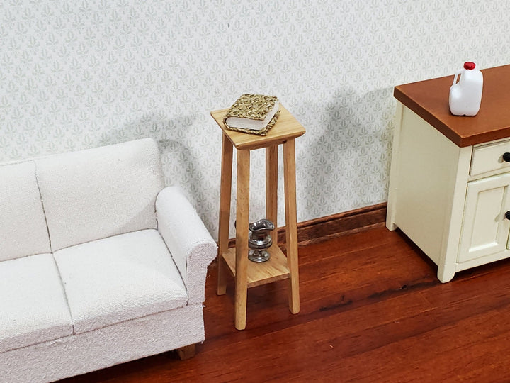 Dollhouse Fern or Plant Stand Tall Wood Light Oak Finish 1:12 Scale Miniature Furniture - Miniature Crush