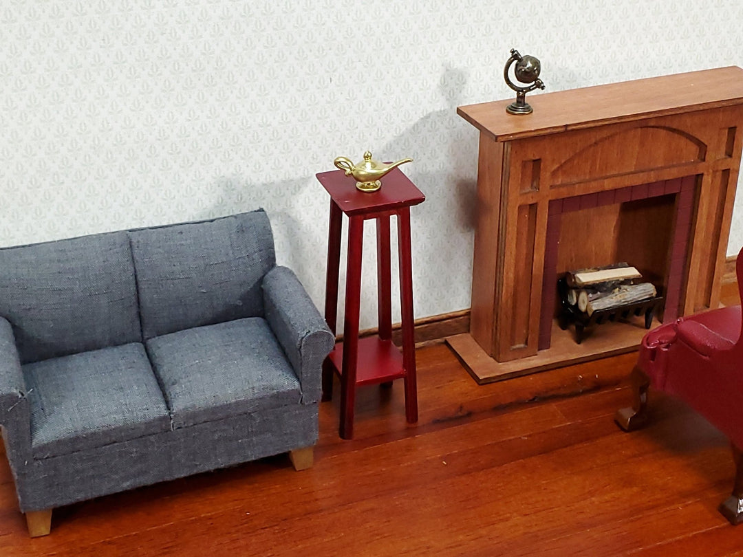 Dollhouse Fern or Plant Stand Tall Wood Mahogany Finish 1:12 Scale Miniature Furniture - Miniature Crush