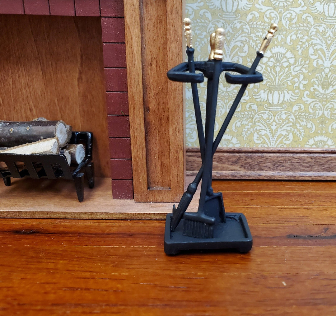 Dollhouse Fireplace Accessory Set Shovel Broom Poker Black 1:12 Scale Miniature - Miniature Crush