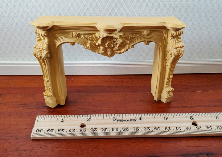 Dollhouse Fireplace Large Ornate Beige Dark Cream 1:12 Scale Miniature Furniture - Miniature Crush