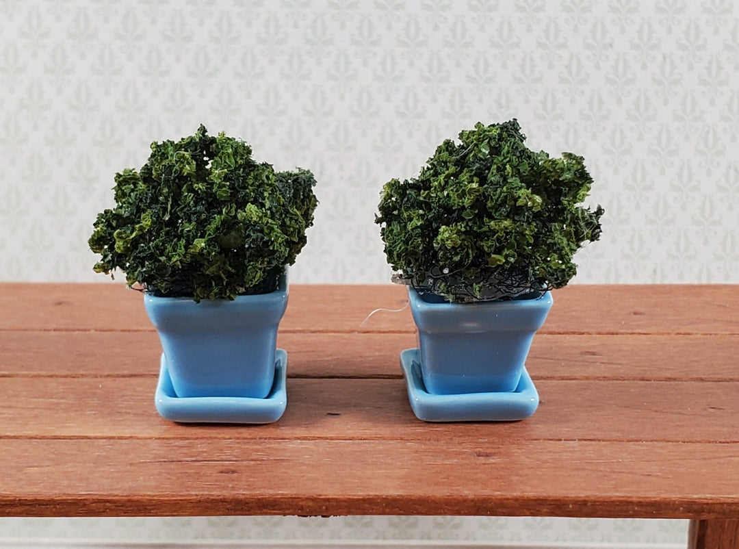 Dollhouse Flower Pots Planters Set of 2 Blue Ceramic 1:12 Scale Miniature - Miniature Crush