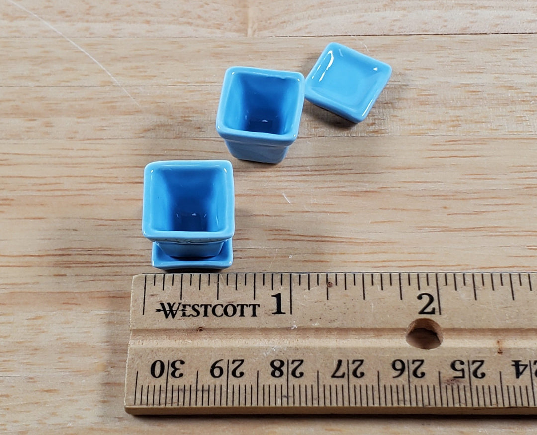 Dollhouse Flower Pots Planters Set of 2 Blue Ceramic 1:12 Scale Miniature - Miniature Crush