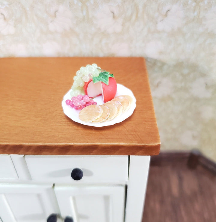 Dollhouse Food Cheese Crackers & Grapes Ceramic Plate 1:12 Scale Miniature Kitchen Falcon - Miniature Crush