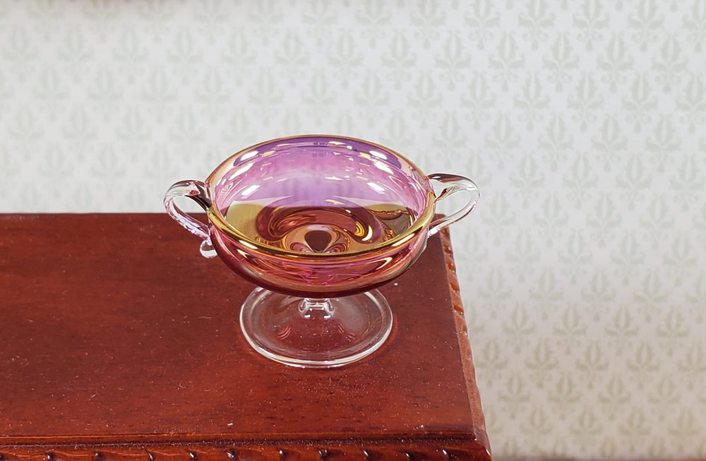 Dollhouse Footed Bowl with Handles Cranberry Glass 1:12 Scale Philip Grenyer - Miniature Crush