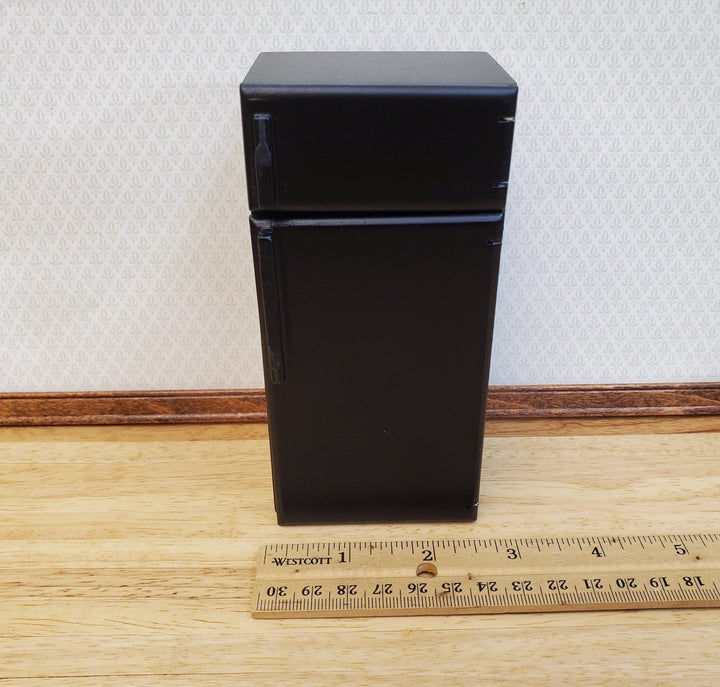 Dollhouse Fridge Modern Refrigerator Freezer Black 2 Door 1:12 Scale Miniature - Miniature Crush