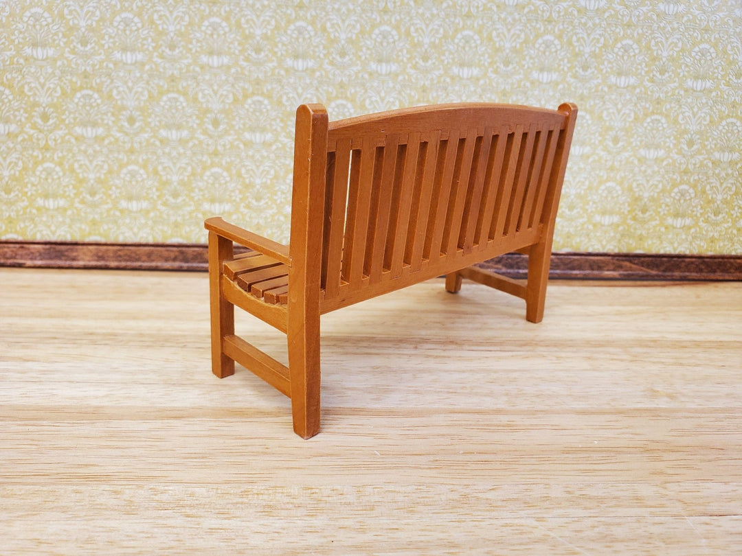 Dollhouse Garden Bench Large Classic Style Wood with Walnut Finish 1:12 Scale Miniature Furniture - Miniature Crush