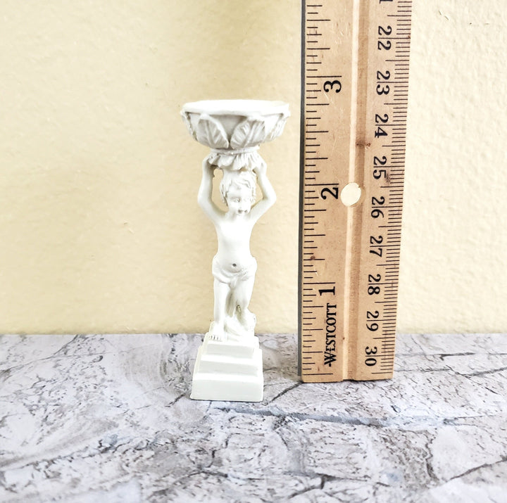 Dollhouse Garden Pedestal Child with Planter Cast Resin 1:12 Scale Miniature Ivory - Miniature Crush