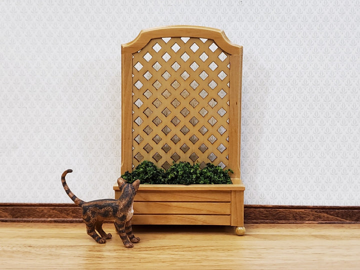 Dollhouse Garden Trellis with Flower Box Light Oak Finish 1:12 Scale Miniature - Miniature Crush