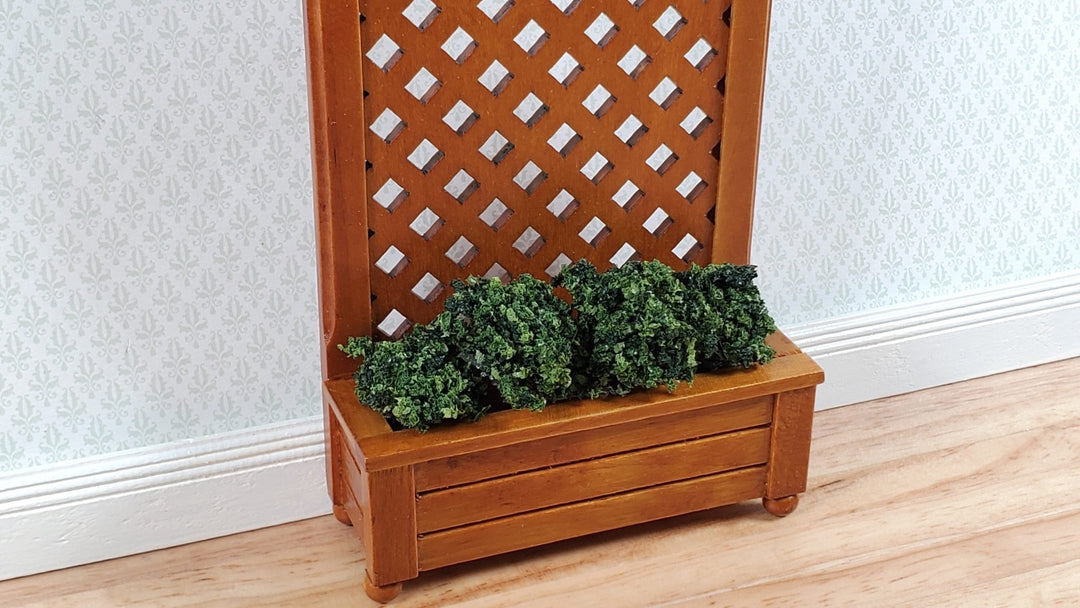 Dollhouse Garden Trellis with Flower Box Walnut Finish 1:12 Scale Miniature - Miniature Crush