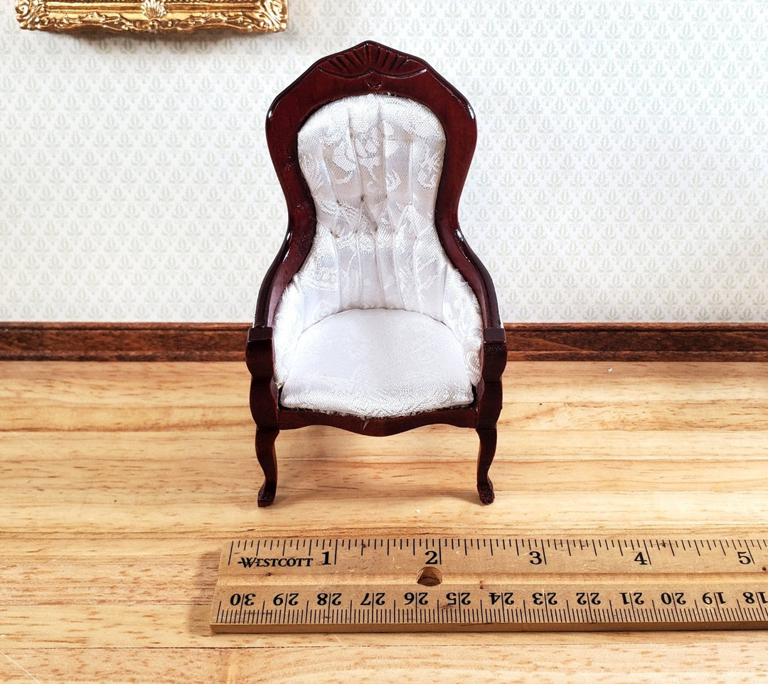 Dollhouse Gentlemen's Chair Victorian White Walnut Finish 1:12 Scale Furniture - Miniature Crush