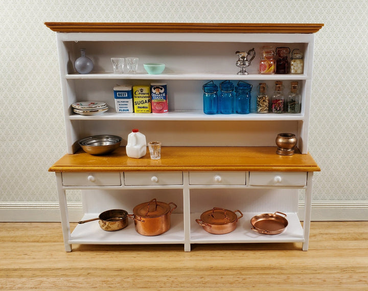 Dollhouse Georgian Welsh Dresser Kitchen Cupboard 1:12 Scale Miniature White Finish - Miniature Crush
