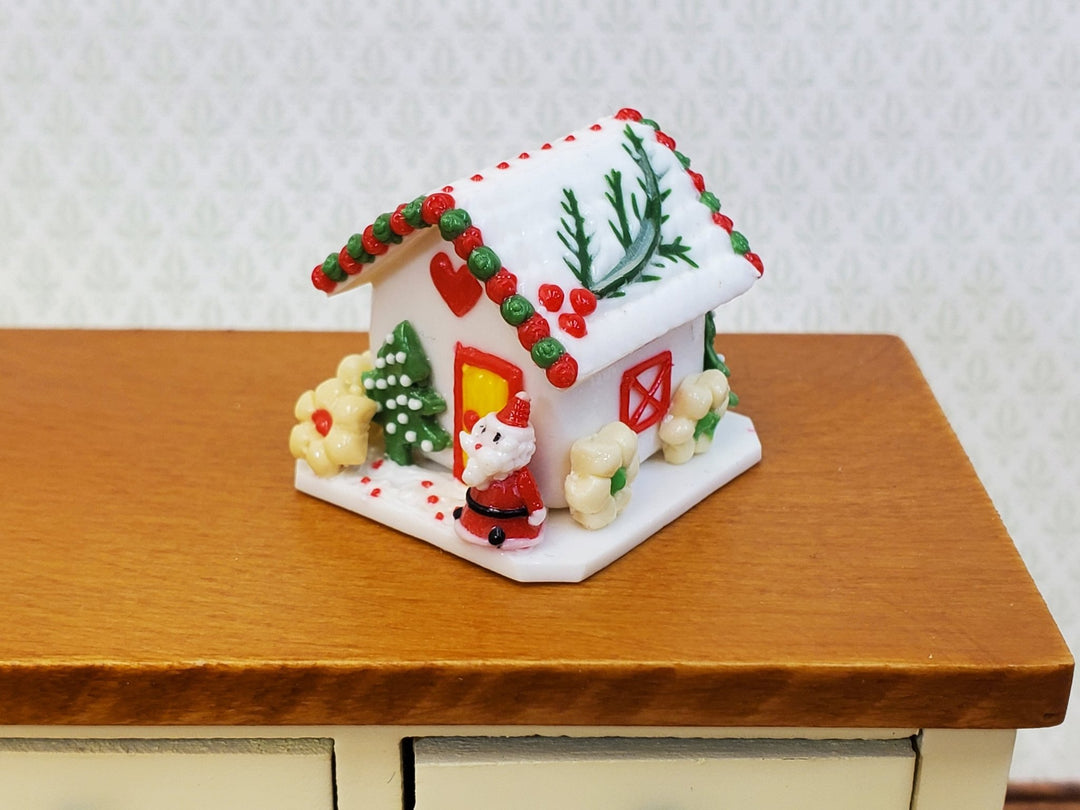 Dollhouse Gingerbread Christmas House with Santa & Cookies 1:12 Scale Miniature - Miniature Crush