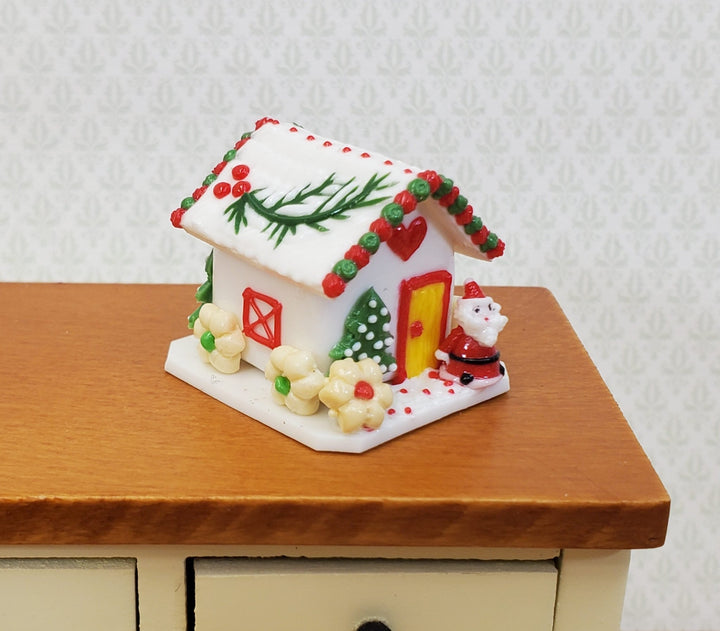 Dollhouse Gingerbread Christmas House with Santa & Cookies 1:12 Scale Miniature - Miniature Crush