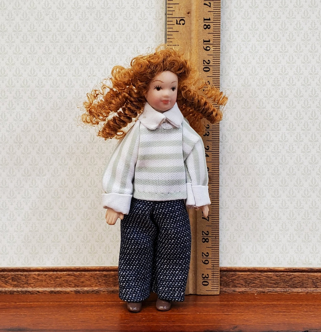 Dollhouse Girl Doll Modern Curly Hair Porcelain Poseable 1:12 Scale Miniature - Miniature Crush