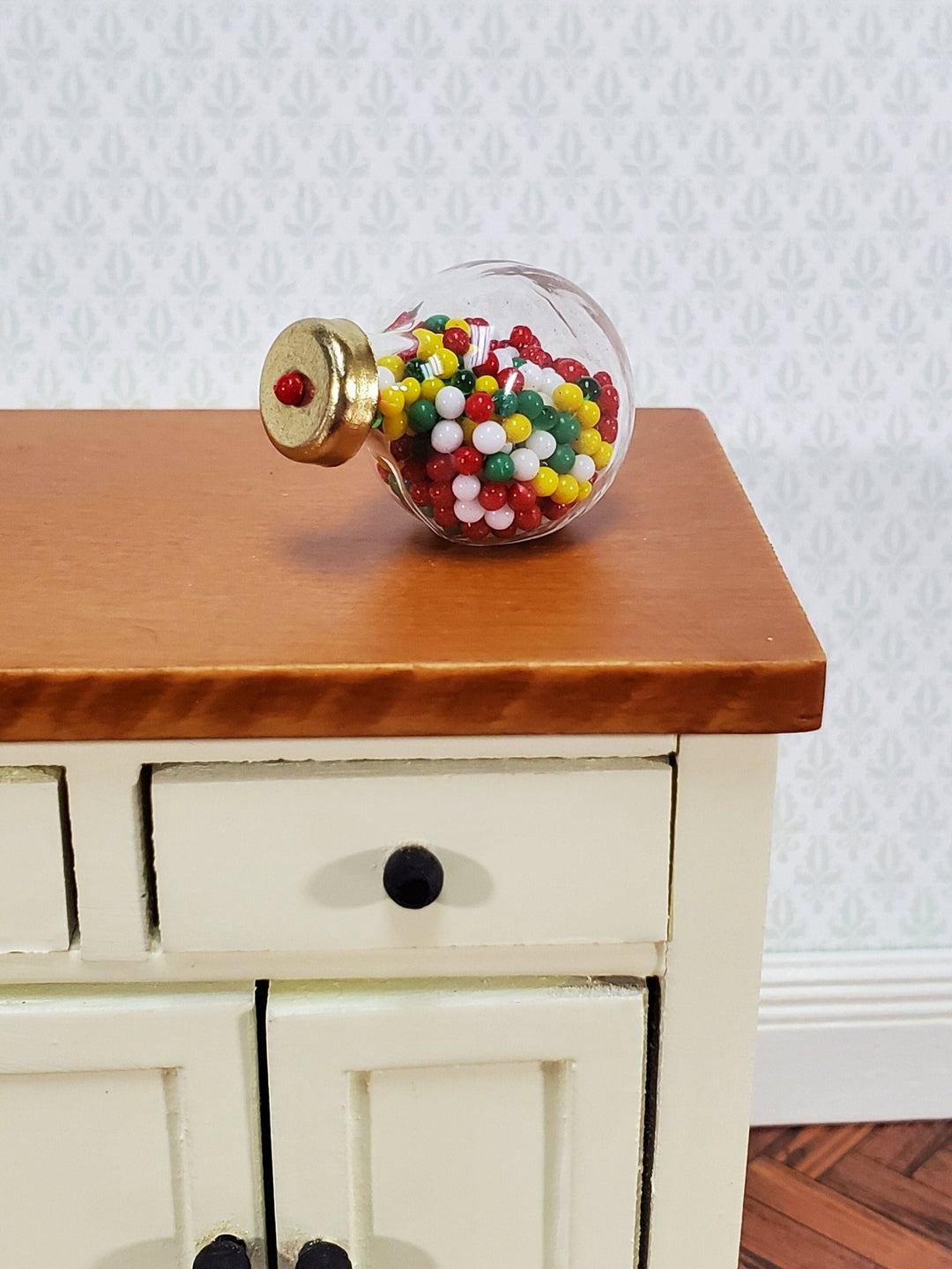 Dollhouse Glass Candy Jar Filled with Candy Bubble Gum Treats 1:12 Scale Miniature - Miniature Crush