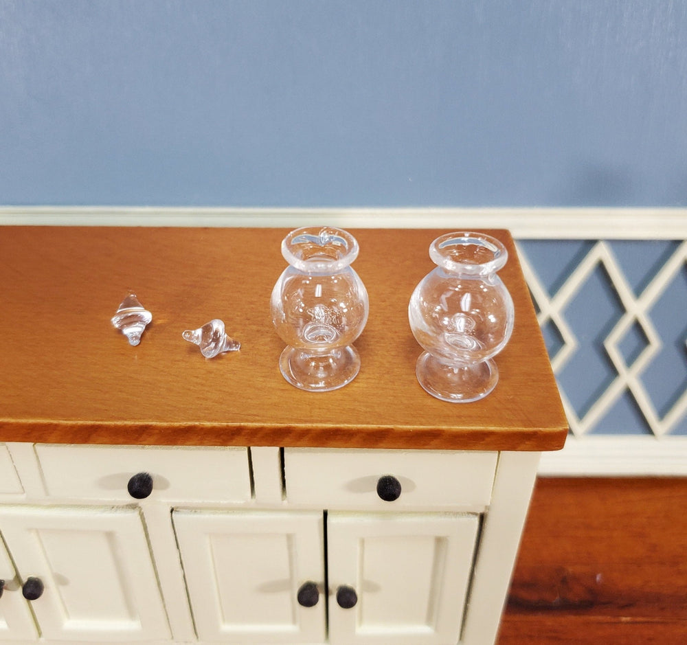 Dollhouse Glass Candy Jars Pot Belly with Removable Lids 1:12 Scale Miniature - Miniature Crush