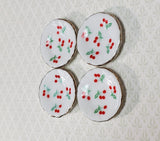 Dollhouse Glass Plates Gold Trim Fluted Cherries Design Ceramic x4 1:12 Scale Miniatures 1" - Miniature Crush