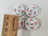 Dollhouse Glass Plates Gold Trim Fluted Cherries Design Ceramic x4 1:12 Scale Miniatures 1" - Miniature Crush