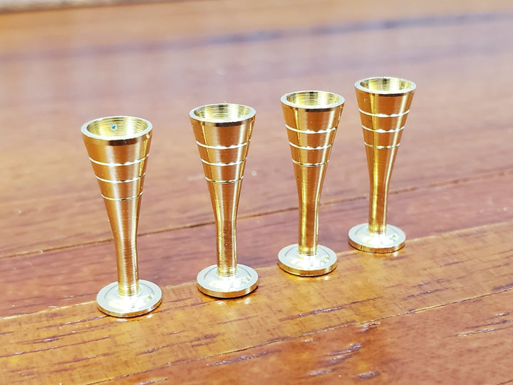 Dollhouse Glasses Fluted Champagne Gold Metal Set of 4 1:12 Scale Miniatures Kitchenware Glasses - Miniature Crush