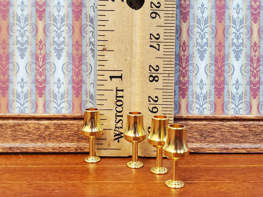 Dollhouse Goblets Tall Gold Metal Set of 4 1:12 Scale Miniatures Kitchenware Glasses - Miniature Crush