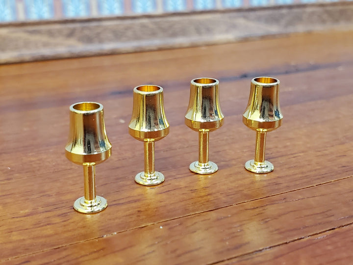 Dollhouse Goblets Tall Gold Metal Set of 4 1:12 Scale Miniatures Kitchenware Glasses - Miniature Crush