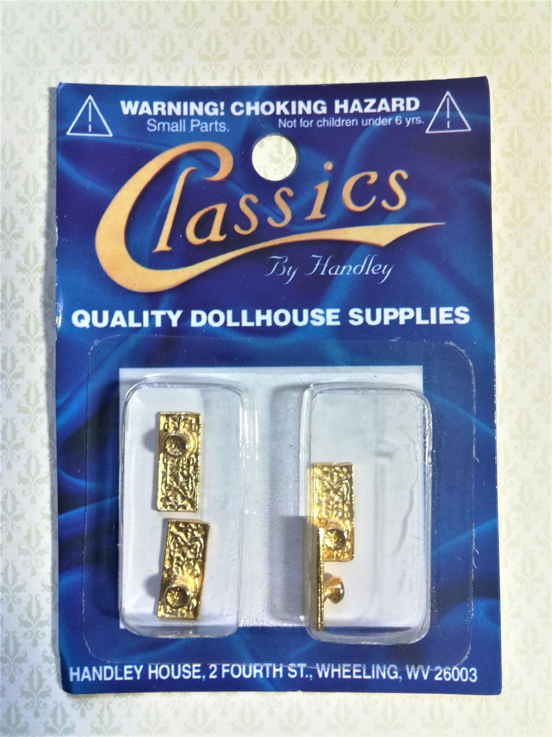 Dollhouse Gold Door Knobs Fancy with Plates Set 1:12 Scale Miniature or Fairy Garden - Miniature Crush