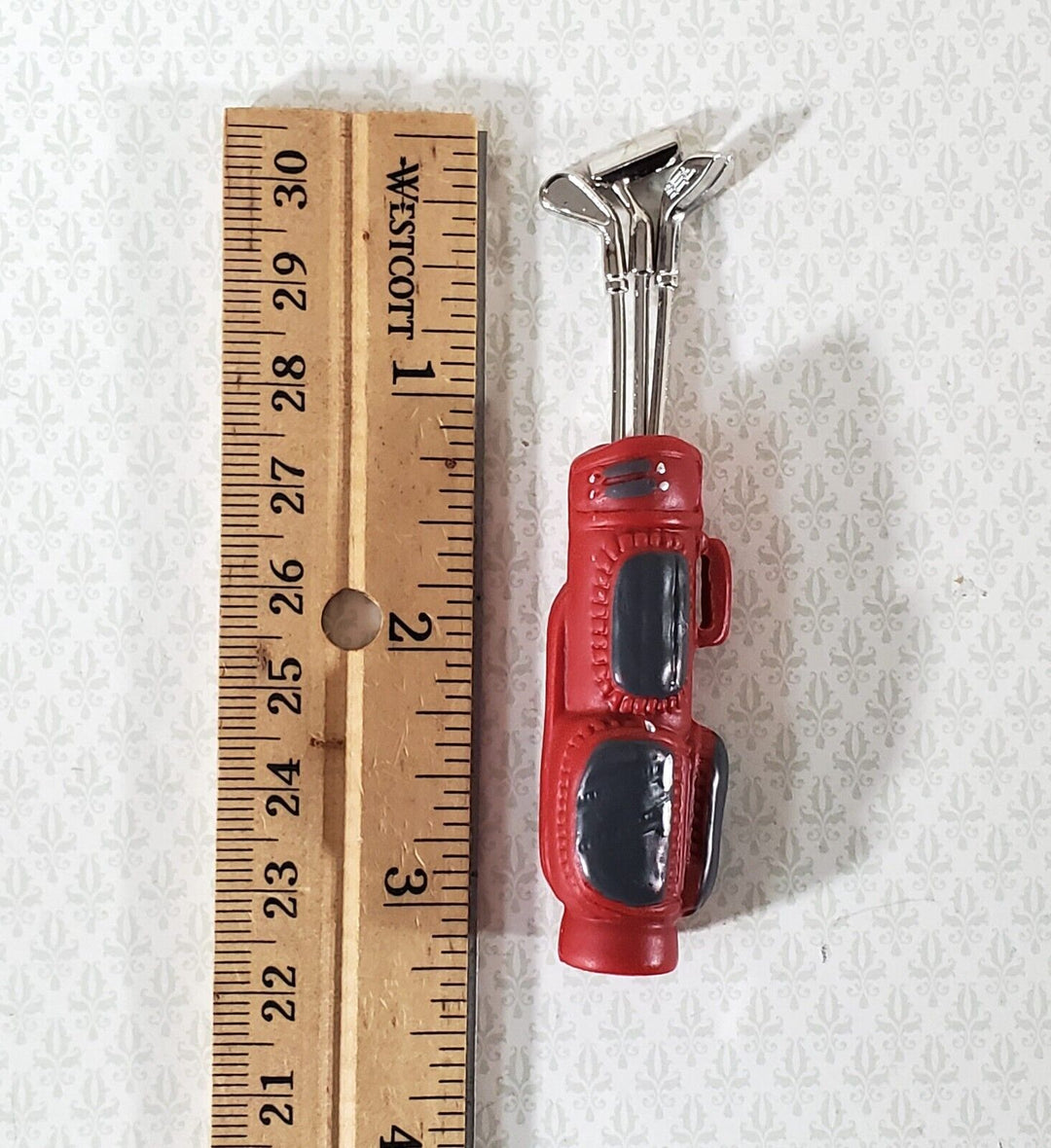 Dollhouse Golf Clubs with Bag Set of 3 Clubs 2 1/2" Long Miniature Accessory - Miniature Crush