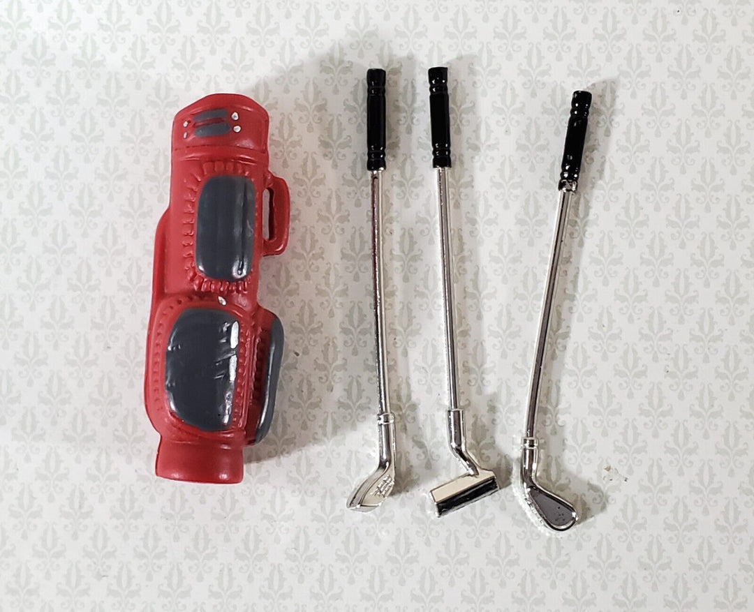 Dollhouse Golf Clubs with Bag Set of 3 Clubs 2 1/2" Long Miniature Accessory - Miniature Crush