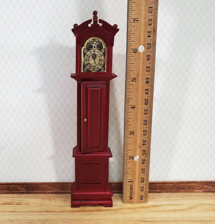 Dollhouse Grandfather Clock Opens Mahogany Finish 1:12 Scale Miniature Furniture - Miniature Crush